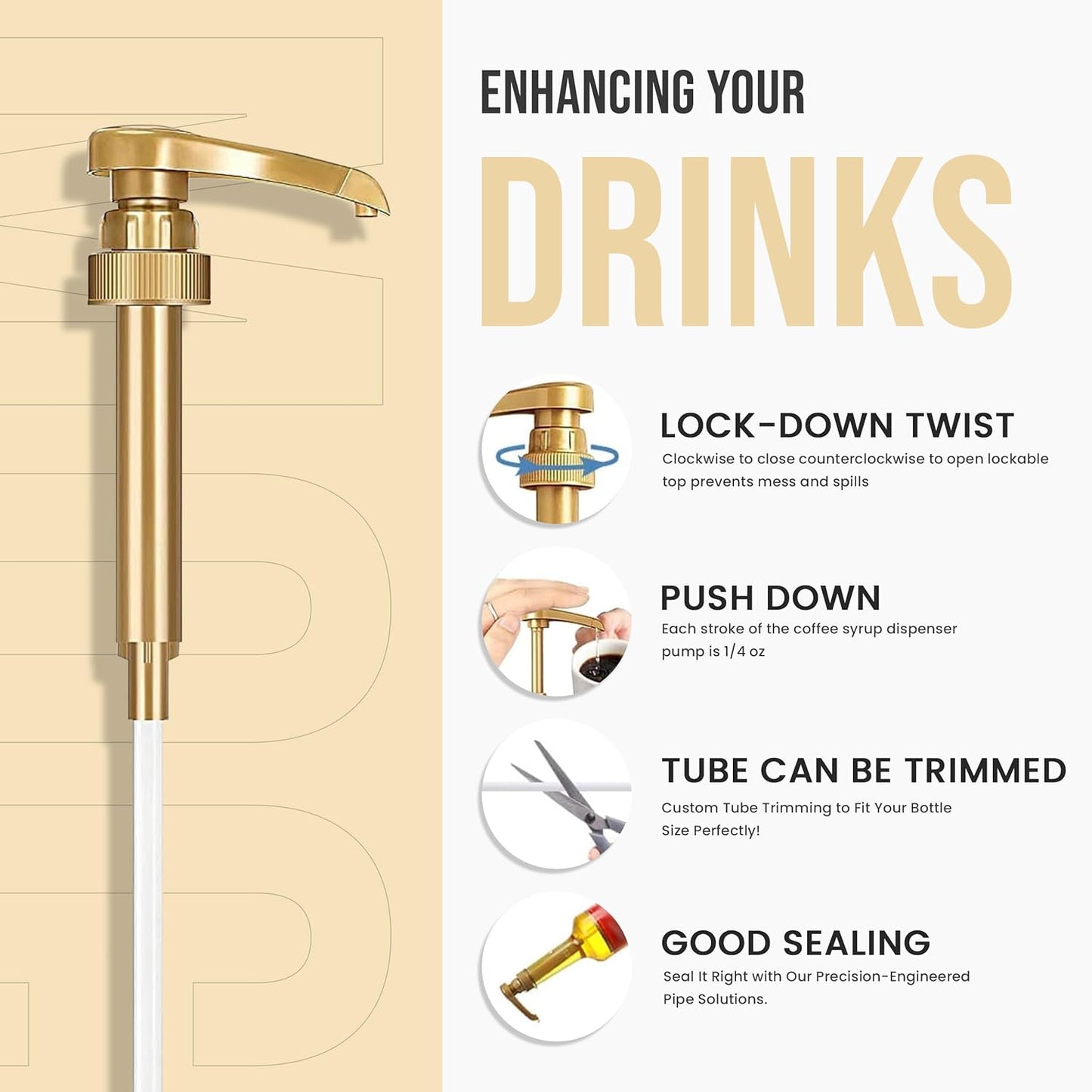 Jimoco® Syrup Pump Dispenser + Torani® Vanilla Syrup, 25.4 oz - Coffee Syrup Pump & Flavoring Bundle