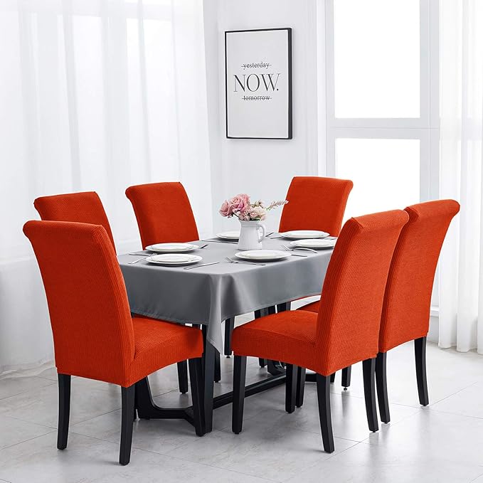 Joccun Chair Covers for Dining Room Set of 2, Dining Chair Slipcovers Stretch Dining Room Chair Covers Seat Protector, Parsons Chair Cover for Home,Hotel,Banquet(Pureed Pumpkin,2 Pack)