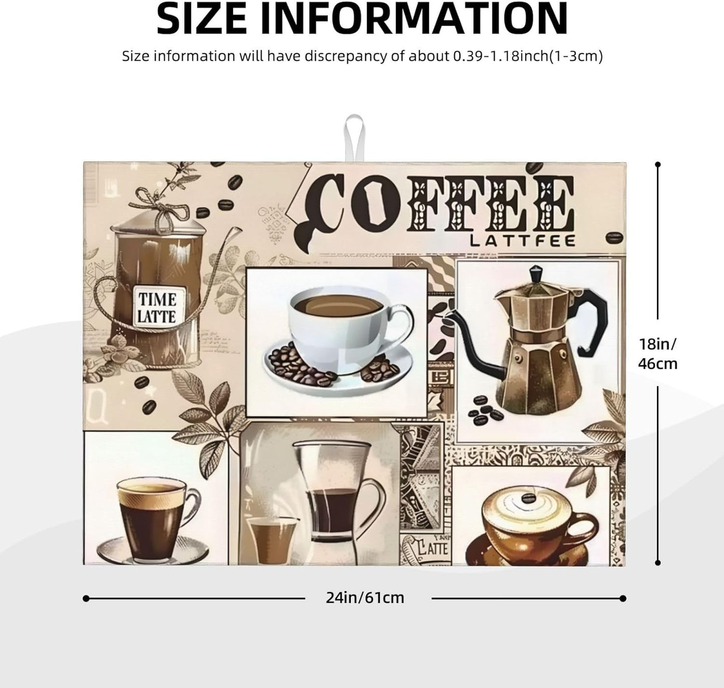 Coffee Dish Drying Mat, Highly Absorbent Microfiber Kitchen Counter Pad Reusable Washable, 18*24"