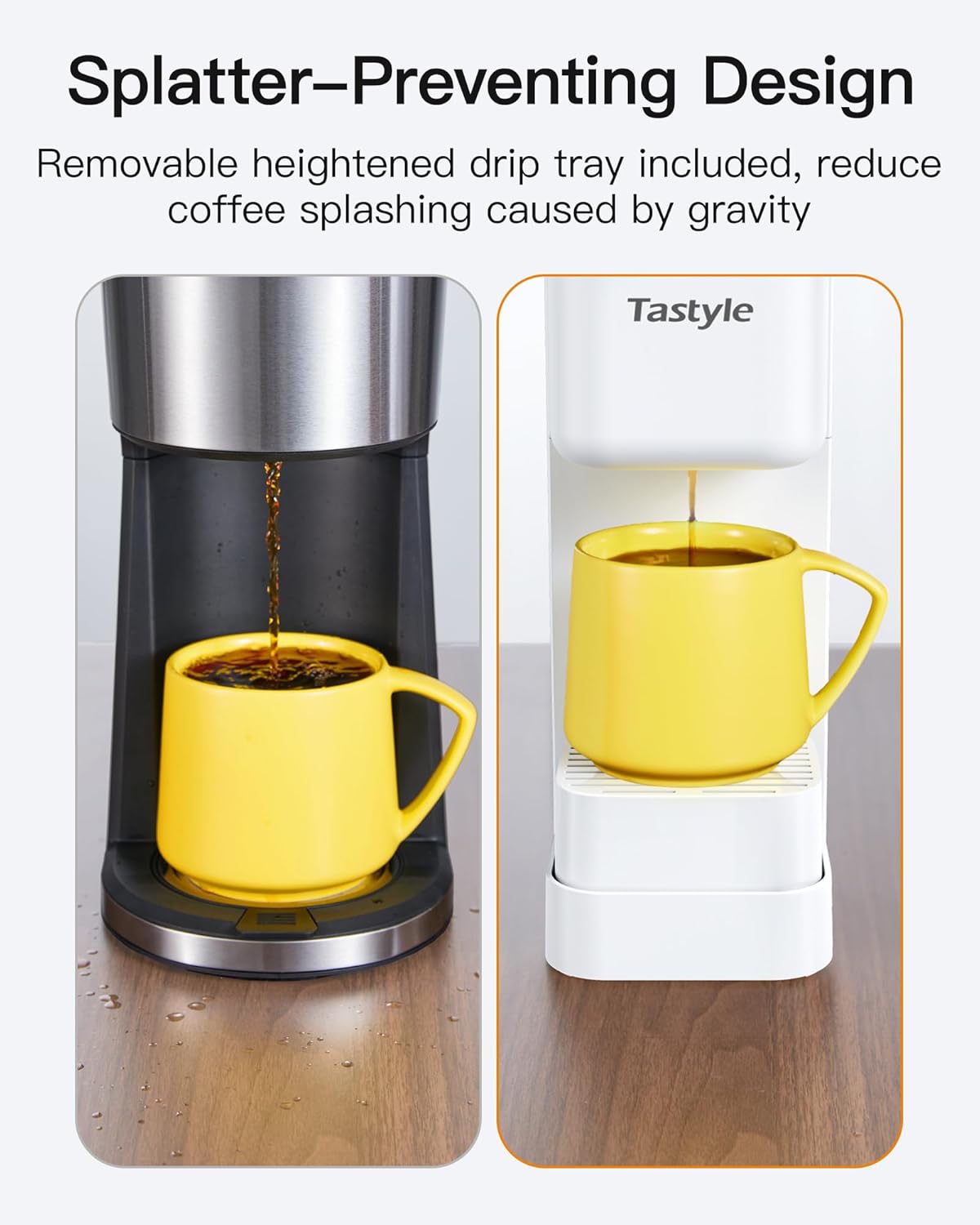 Single Serve Hot & Iced Coffee Maker with Strong Brew, 40oz Removable Reservoir, 6 Brew Sizes, Compatible with K Cup and Grounds, Compact for Home, Office, RV and Dorm, White (2.0 Version)