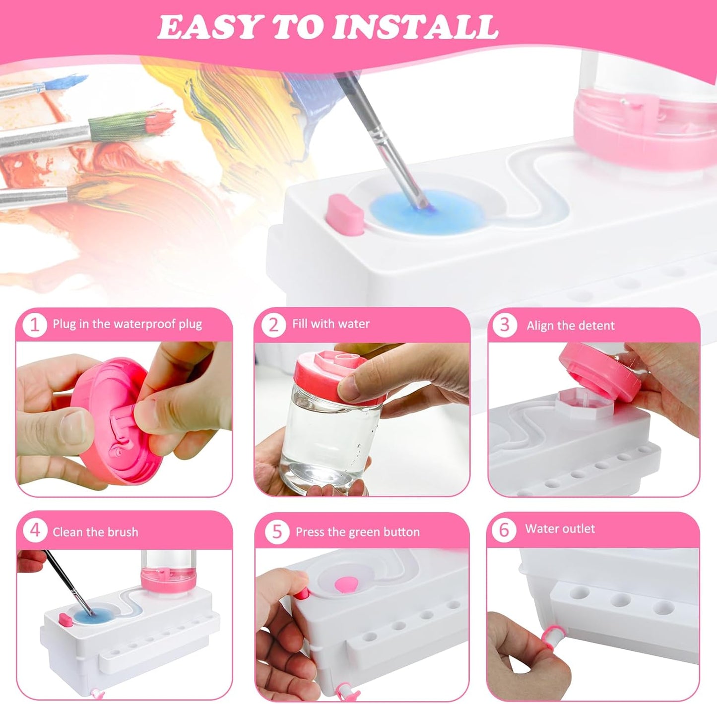 Paint Brush Cleaner, Paint Brush Rinser with Drain & Brush Holder, Painting Station, Paint Brush Cleaner Tool for Water-Based Painting Supplies