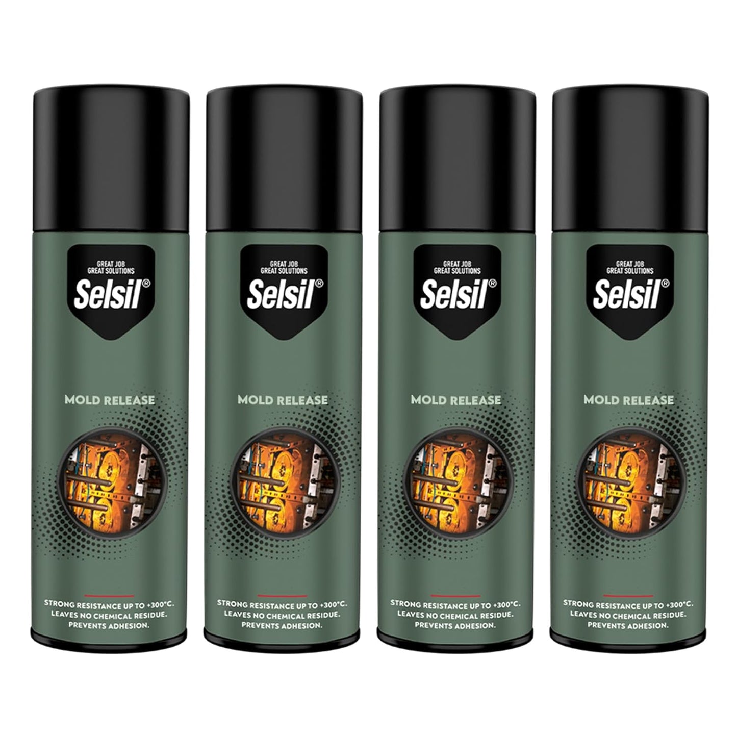 SELSIL Silicone Mold Release Aerosol Spray (4 x 13.5 fl oz) Professional Resin Mold Releaser, Non-Stick, Fast-Drying & Easy Mold Removal, (Pack of 4)