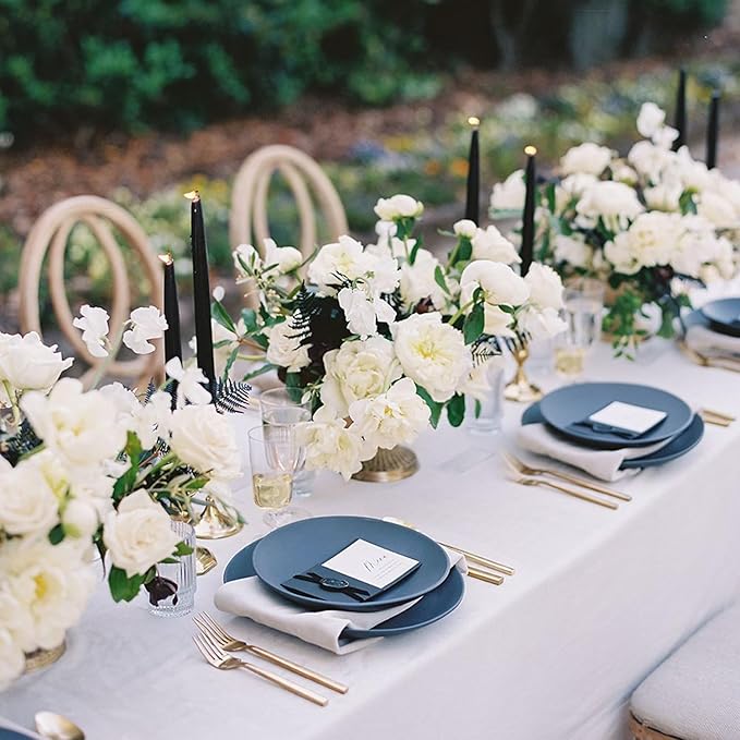 sancua 8 Pack White Tablecloth 60 x 84 Inch, Rectangle Table Cloth for 4ft Tables - Stain and Wrinkle Resistant Washable Polyester Table Cover for Dining Wedding Banquet Party Buffet Restaurant