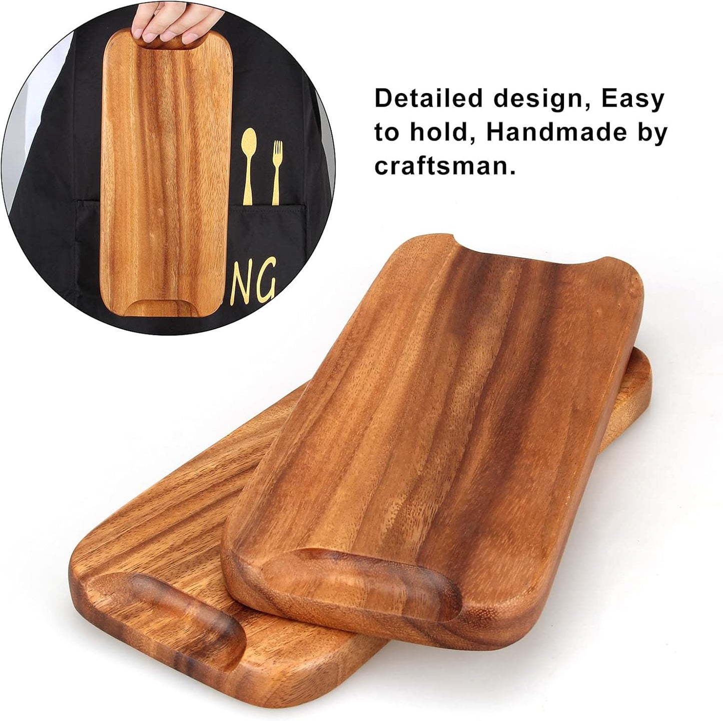 2 Pcs Small Rectangular Wooden Tray Decorative Acacia Wood Appetizer Cheese Plates Small Sandwich Dessert Trays Rectangle Serving Platter for Decor Snacks Plate Food Dish Charcuterie Boards