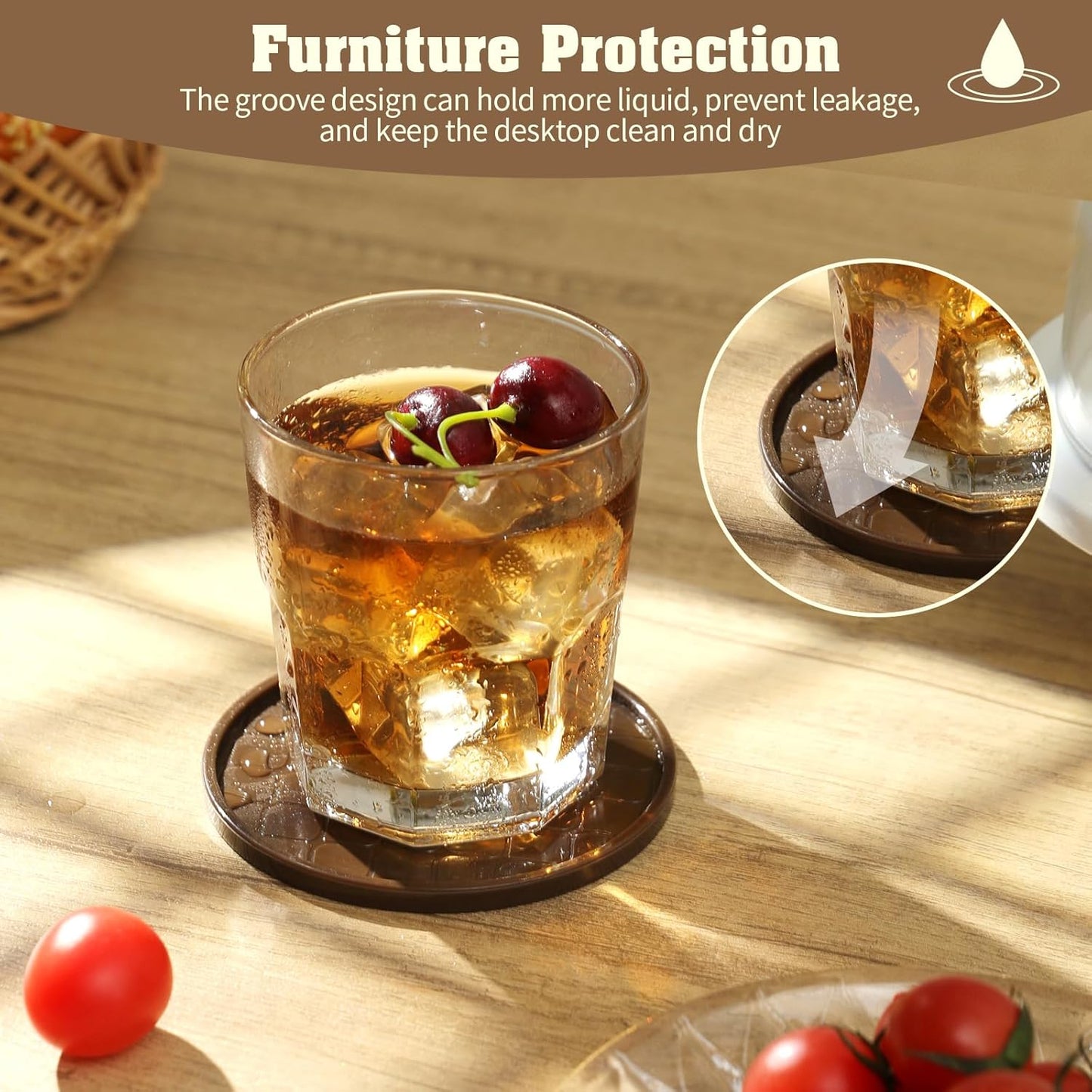 Coasters,Drink Coasters Set of 8 with Holder (Coffee, 12pcs)