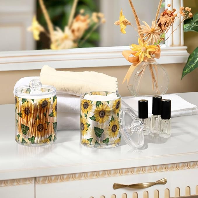 Sunflower 2PC Airtight Transparent Plastic Storage Jar, Food Storage Container Glass, Can Store Candy, Salt, Coffee Beans, With lid, Easy To Use