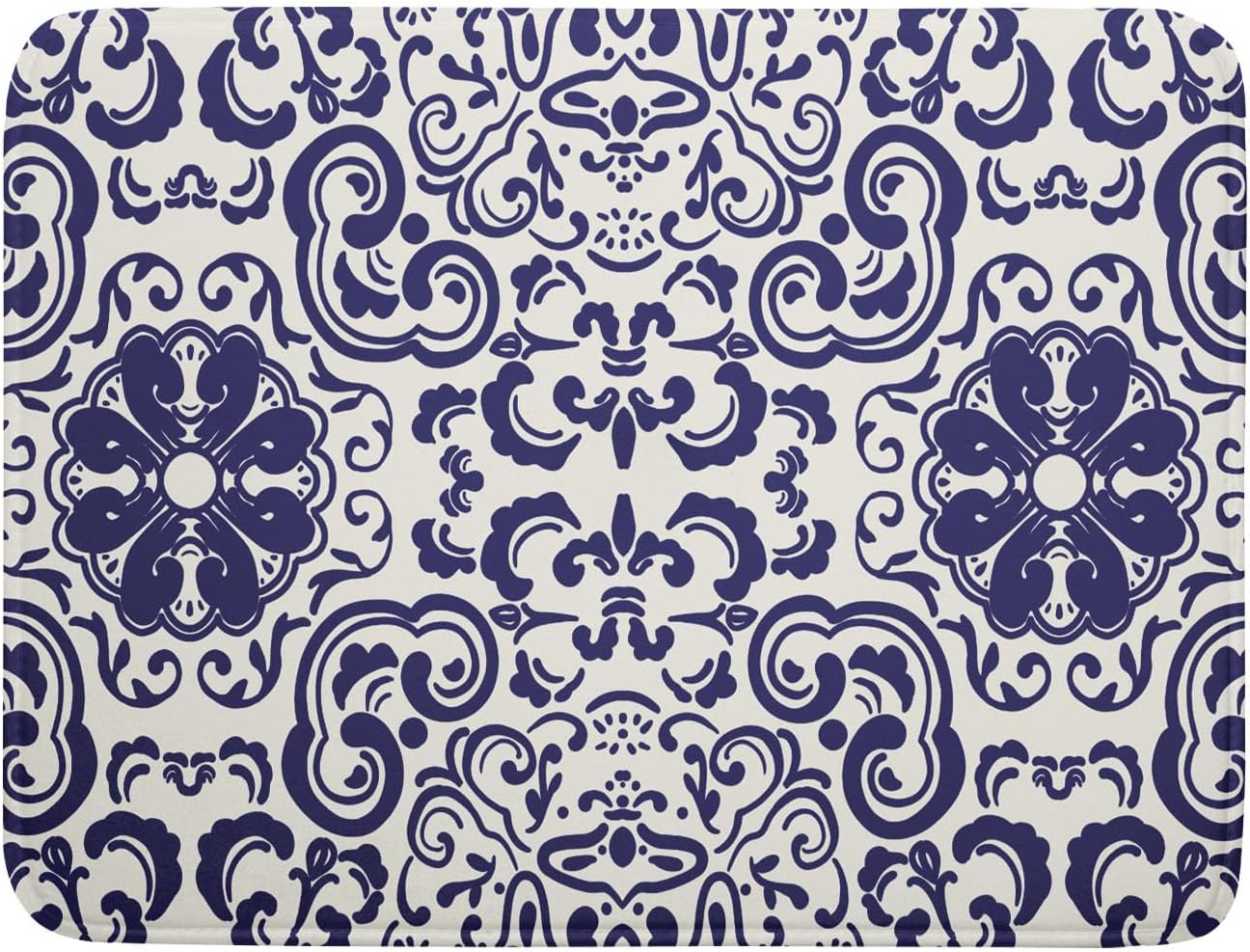 Boho Ethnic Design Dish Drying Mat for Kitchen Counter,Blue Bohemian Mandala Drying Mat 18 x 24 Inch with High Absorbent Reversible Microfiber Dish Drying Pad Dish Rack Pad Drainer Mat for Coffee Bar