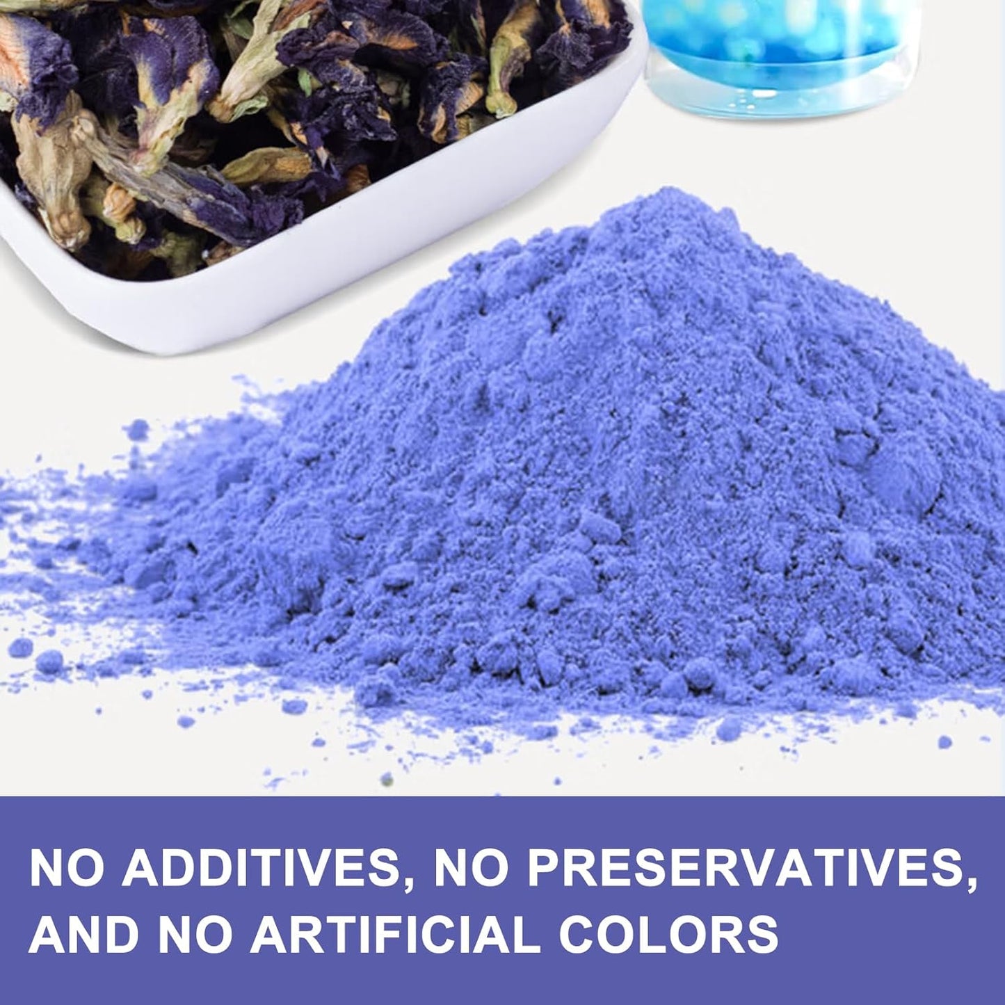 JTEDZI Butterfly Pea Flower Powder 3.5 Oz (100g) - Natural Blue & Purple Food Coloring - Blue Matcha Powder for Drinks, Baking, Smoothies, Beverages - No Sugar & Additives
