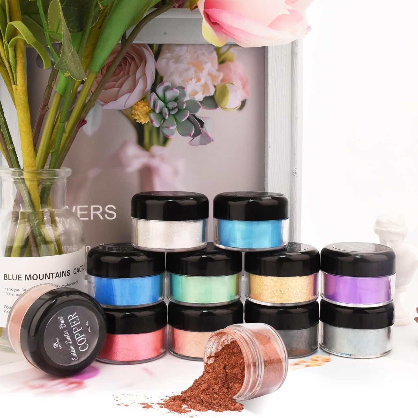 Edible Glitter - 10g Luster Dust Edible Food Grade Coloring Glitter for Cake Decorating, Baking, Drinks - Shimmer Dust Powder, Metallic Color Dusting Powder for Icing, Fondant, Candy, Cookie (Wine)