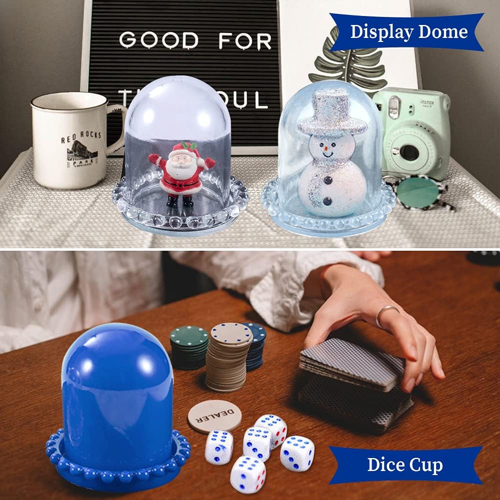 Cloche Bell Jar Display Dome Resin Mold with Base Dice Cup Silicone Mould Set Creative Jewelry Collectibles Showcase Holder Display Jar Resin Crafts for Epoxy Casting Home Decor Party Supplies