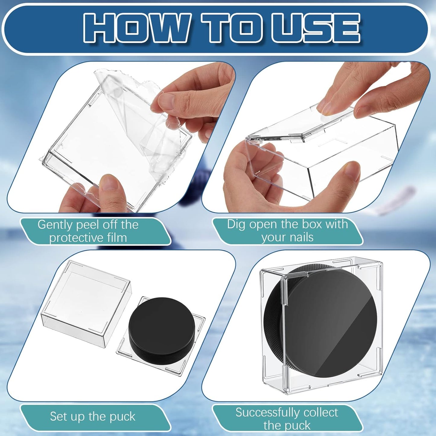 Marsui Hockey Puck Display Case Cube Acrylic Square Hockey Puck Holder Snap Design Plastic Holder for Displaying, Clear, 3.13 x 3.13 x 1.3 Inches