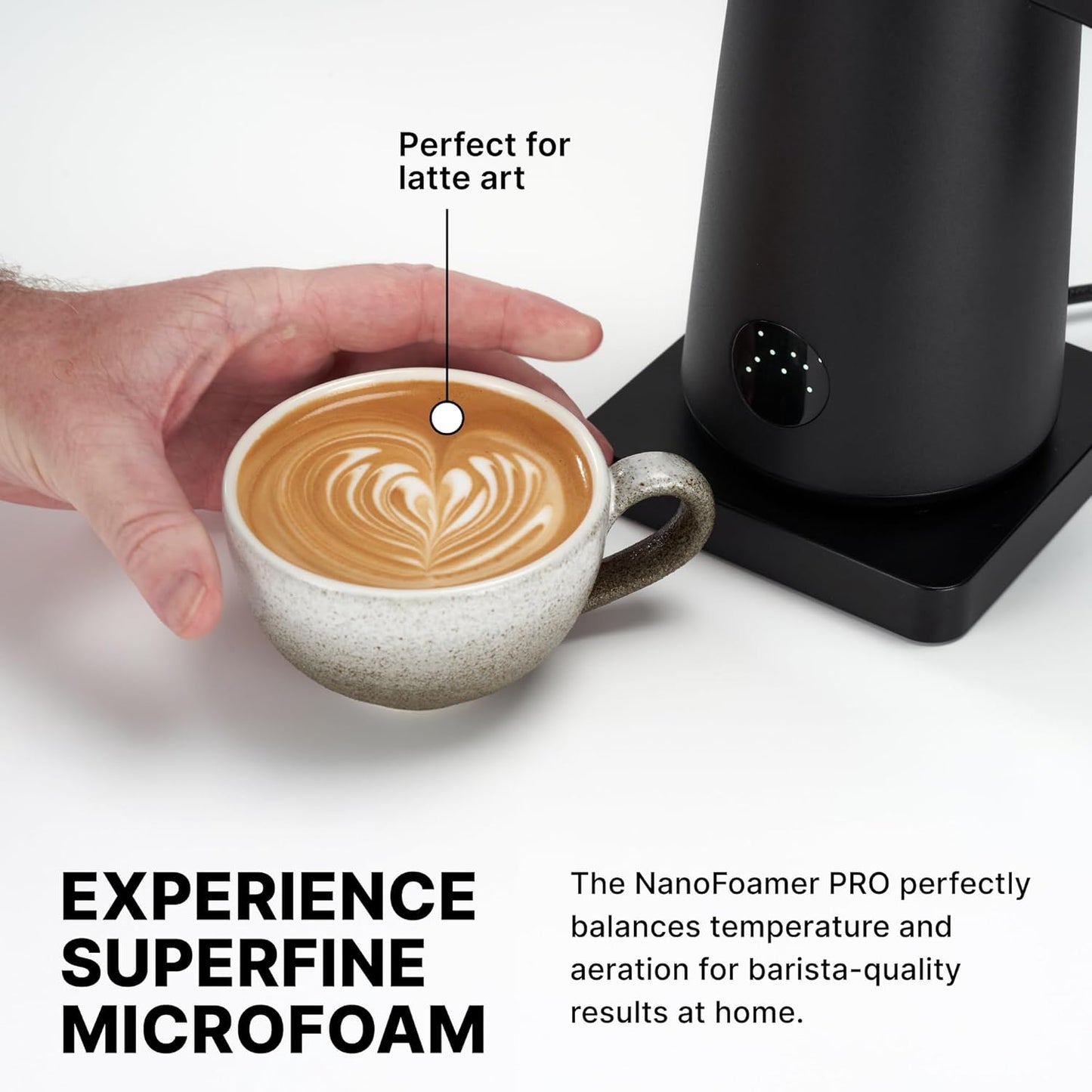 Subminimal NanoFoamer Pro Gen-2 – Revolutionary Hands-Free Microfoam Milk Maker for Cafe-Quality Foam, Coffee Bar Accessories for Dairy & Plant-Based Milk, Perfect Coffee Gifts – US Plug Type