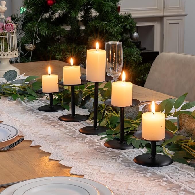 Homemory Holloween Candle Holders for Pillar Candles Set of 5 (Black)