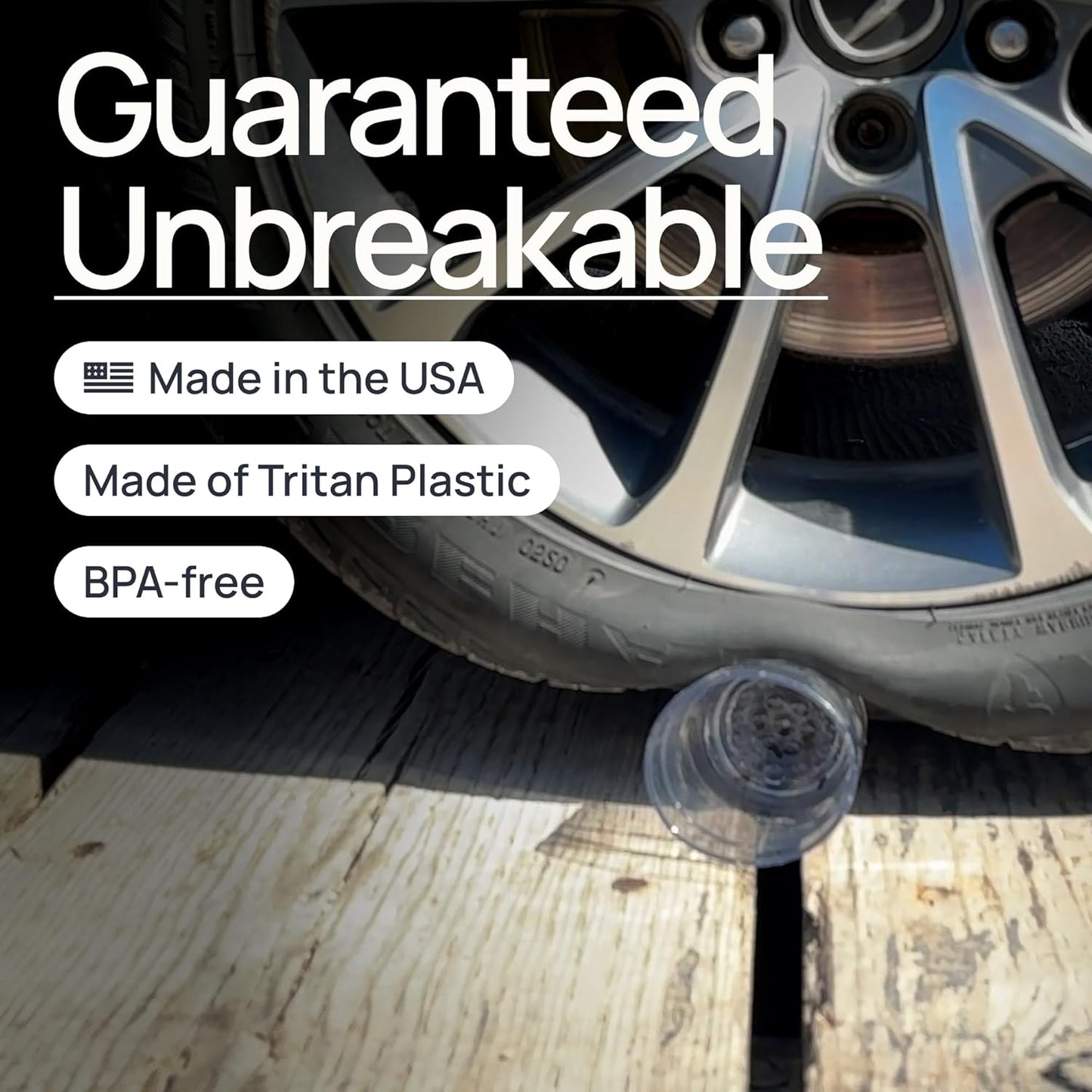 Drinique Unbreakable Stemless Wine Glasses (Set of 4) 12oz Tritan Plastic Stemless Glassware for Indoor or Outdoor Use - Black