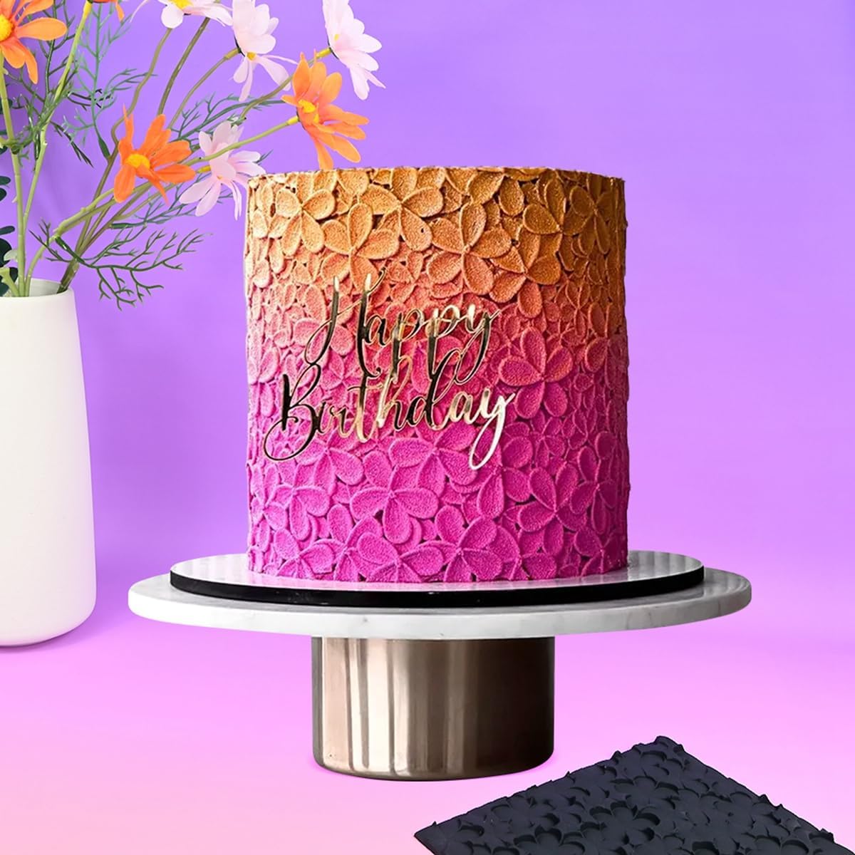 mostsom Silicone Lace Cake Mold Flower Impression Mat for Baking, Non-Stick Flexible Silicone Decorating Mat for Cakes, Cookies, Pastry, Chocolate, Fondant - Dishwasher Safe (E_ Flower)