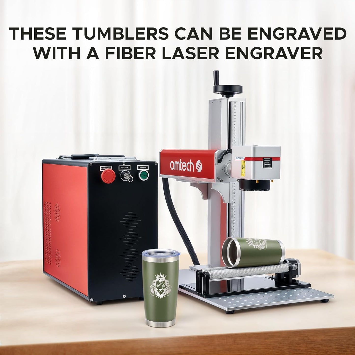 OMTech 20oz Tumblers Bulk, 12pc Stainless Steel Tumbler Set with Lid & Straw, Double Wall Vacuum Insulated Mug for Laser Engraver, Travel Coffee Mug for Hot & Cold Drinks, Army Green Powder Coated Cup