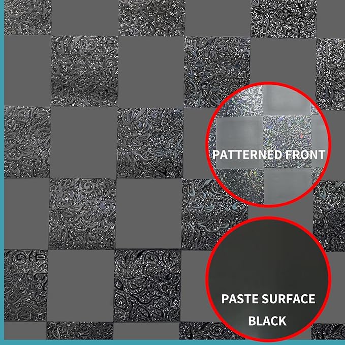 Window Film Privacy Day and Night with Installation Tools, Static Cling Glass Film Ideal for Home Shower Office Glass Door (Black, 35.4 x 78.7 Inch)