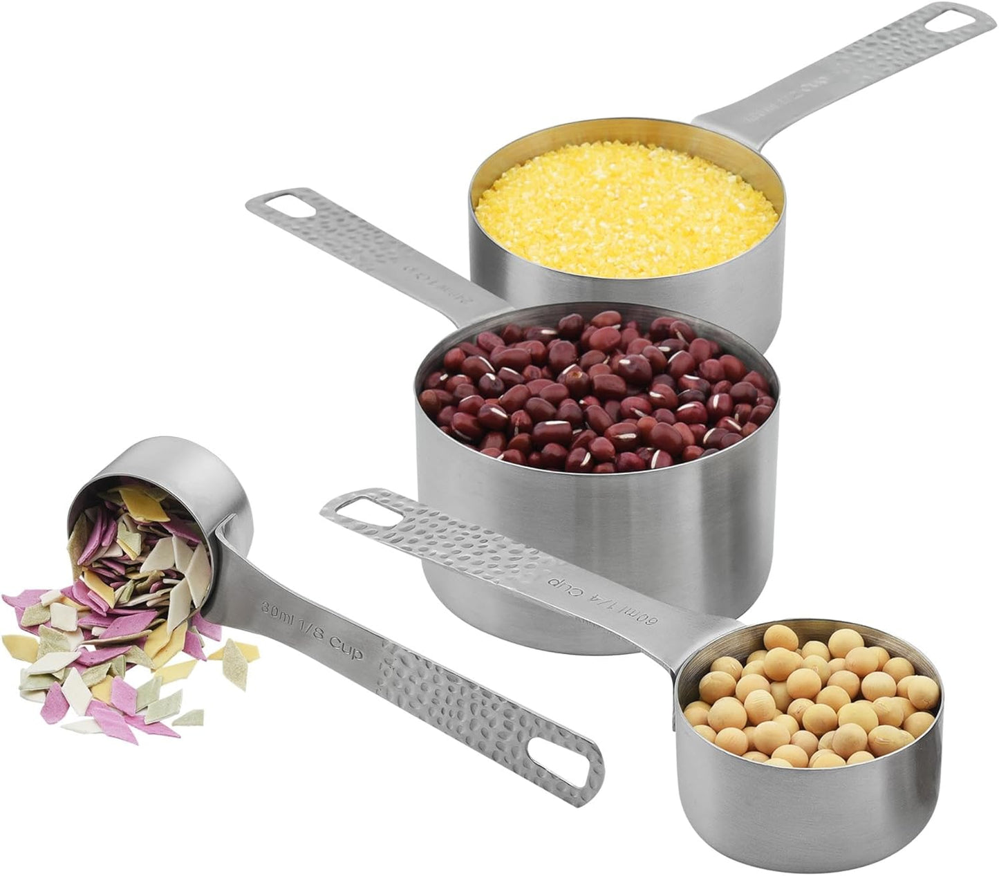 Measuring Cups and Spoons Set, 18/8 Stainless Steel Measuring Tools for Baking & Cooking, 4 Kitchen Measuring Cups and 5 Metric Measuring Spoons with Leveler for Liquid & Drying