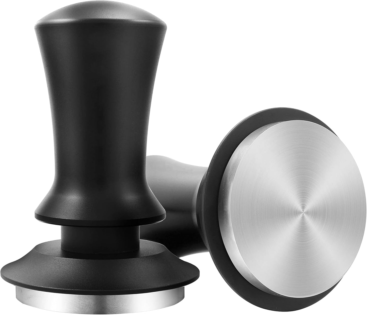 K COOL Espresso Hand Tamper, Premium Barista Coffee Tamper with Calibrated Spring, Stainless Steel Base Tamper Compatible with Espresso Machine Rancilio, Gaggia Bottomless Portafilter (58mm, Black)