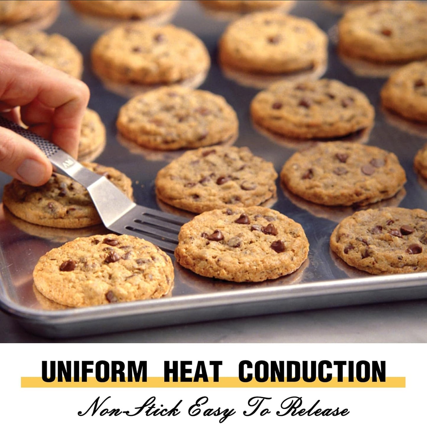 Commercial Quality Baking Sheet Pan Set, Natural Aluminum Cookie Sheet, Umite Chef Warp Resistant Baker's Half Sheet Pan, Large Thick Cookie Tray Pans for Baking, Roasting(2 Pack, 18X13In)