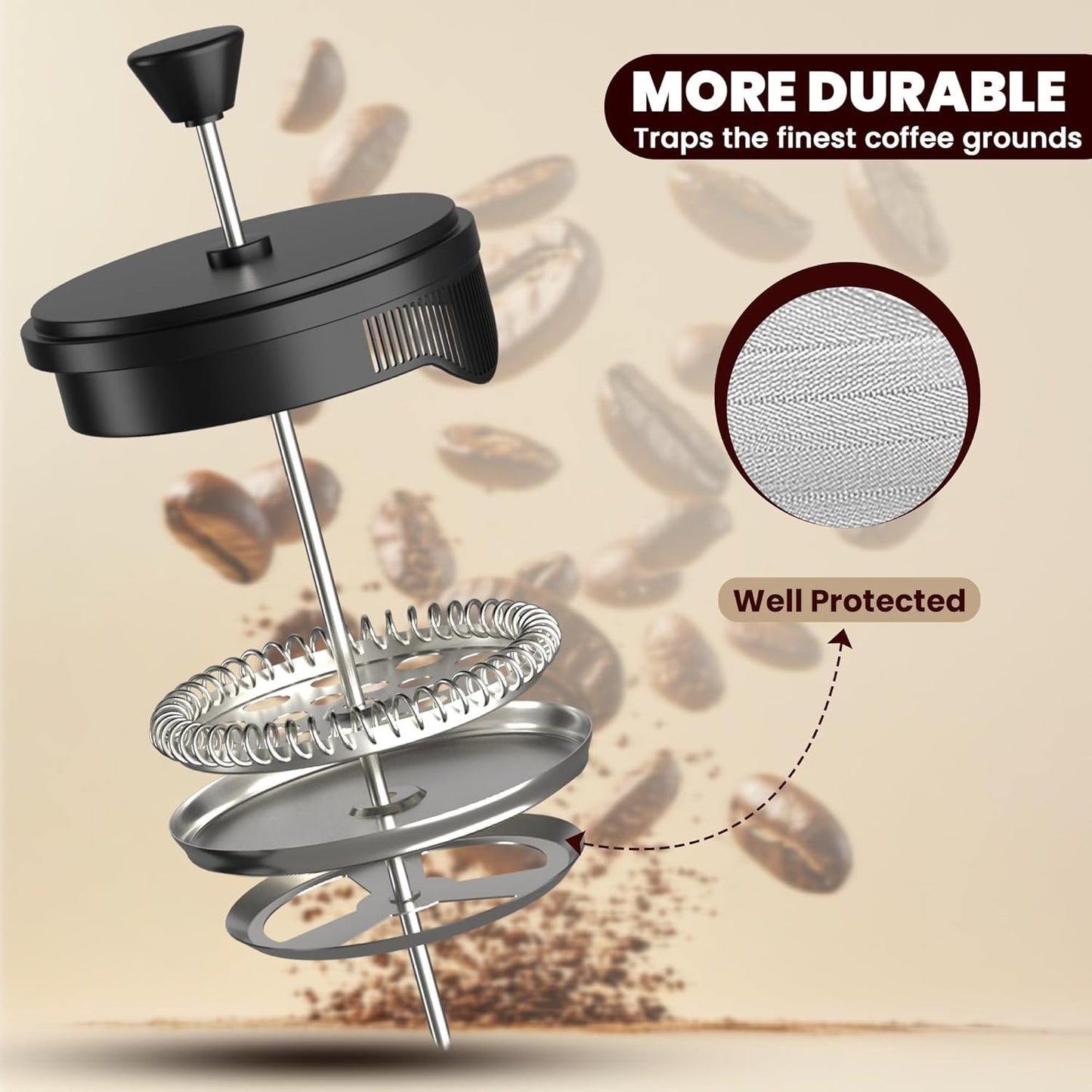 Utopia Kitchen 12 Ounce 0.35 Liter French Press Coffee Maker, Tea Maker, Travel Coffee Presses, Heat Resistant Thickened Borosilicate Coffee Pot for Camping Travel Gifts, Black Pack of 1