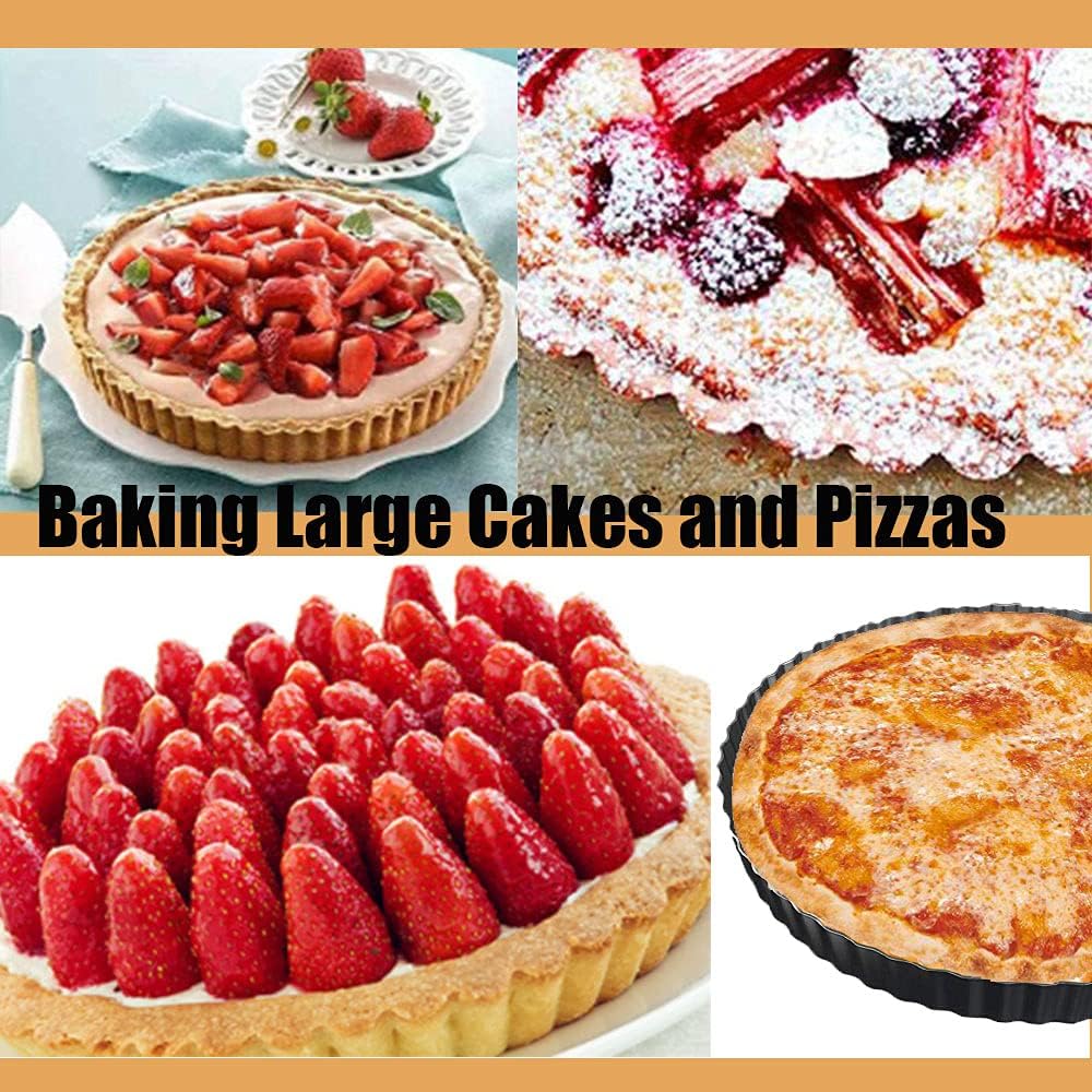 Tart Pans with Removable Bottom 10 Inch Quiche Pan, Heavy Duty Carbon Steel Round Non-stick Fluted Pie Tart Pan for Mousse Cakes, Christmas Dessert Baking (10.2 Inch 1pc)