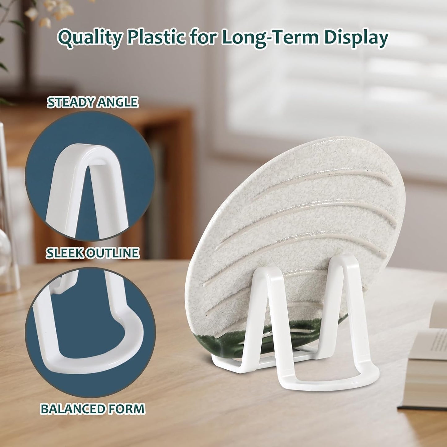 Artliving Plate Display Stands Easel Holder - 3-Inch Plastic Stand for Small Decorative Plates, Pictures and Photos - White (6-Pack)