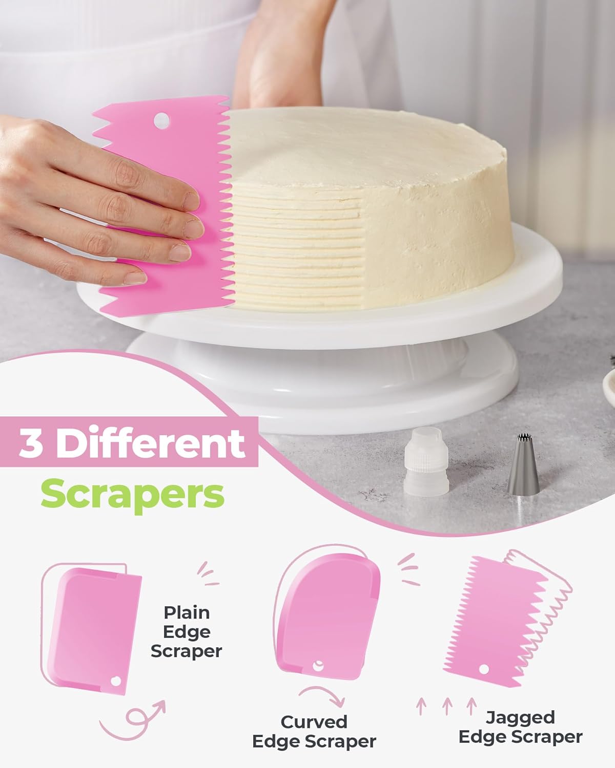 Kootek 32-Piece Piping Bags and Tips Set with 24 Icing Piping Tips, 2 Reusable Pastry Bags 12 Inch, Reusable Piping Icing Bags and Tips, Cake Decorating Kit for Frosting Cookie, Cupcake