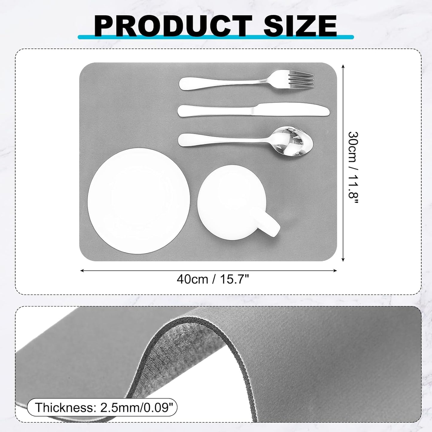 uxcell Silicone Mats for Kitchen Counter, 15.7" x 11.8" Non-Slip Countertop Protector Mat Heat Resistant Coffee Mat Waterproof Table Placemat, Gray