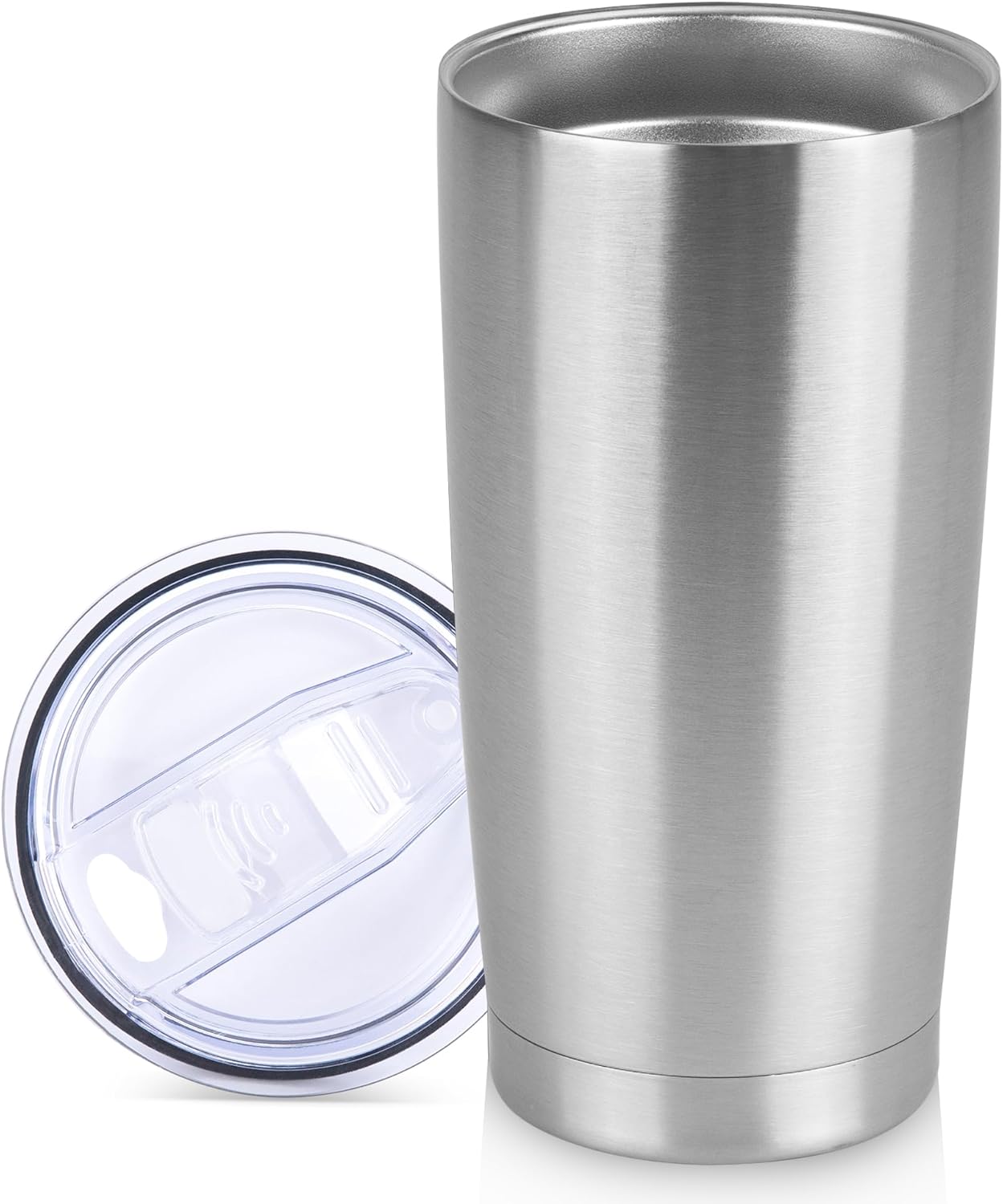 20 oz Tumbler Stainless Steel Tumblers Bulk with Lid Double Wall Insulated Coffee Tumbler Cups for Hot & Cold Drinks Powder Coated Travel Coffee Tumbler Mug Metal (Stainless Steel, 1 pack)