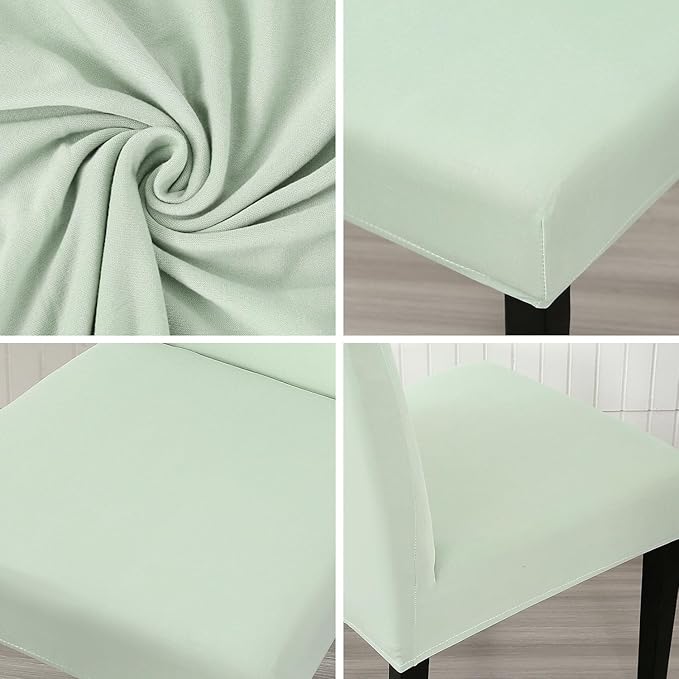 JQinHome Smoke Green Chair Covers for Dining Room Set of 8, High Stretch Removable Washable Parsons Chair Slipcover for Home Party Hotel Wedding Ceremony (8PCS, Smoke Green)