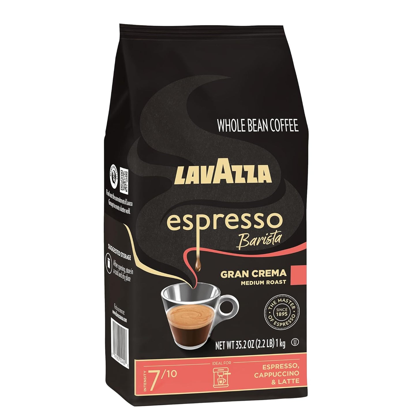 Lavazza Espresso Barista Gran Crema Whole Bean Coffee Blend, Medium Espresso Roast, Oz Bag (Packaging May Vary) - 2.2 LB, 35.2 Ounce