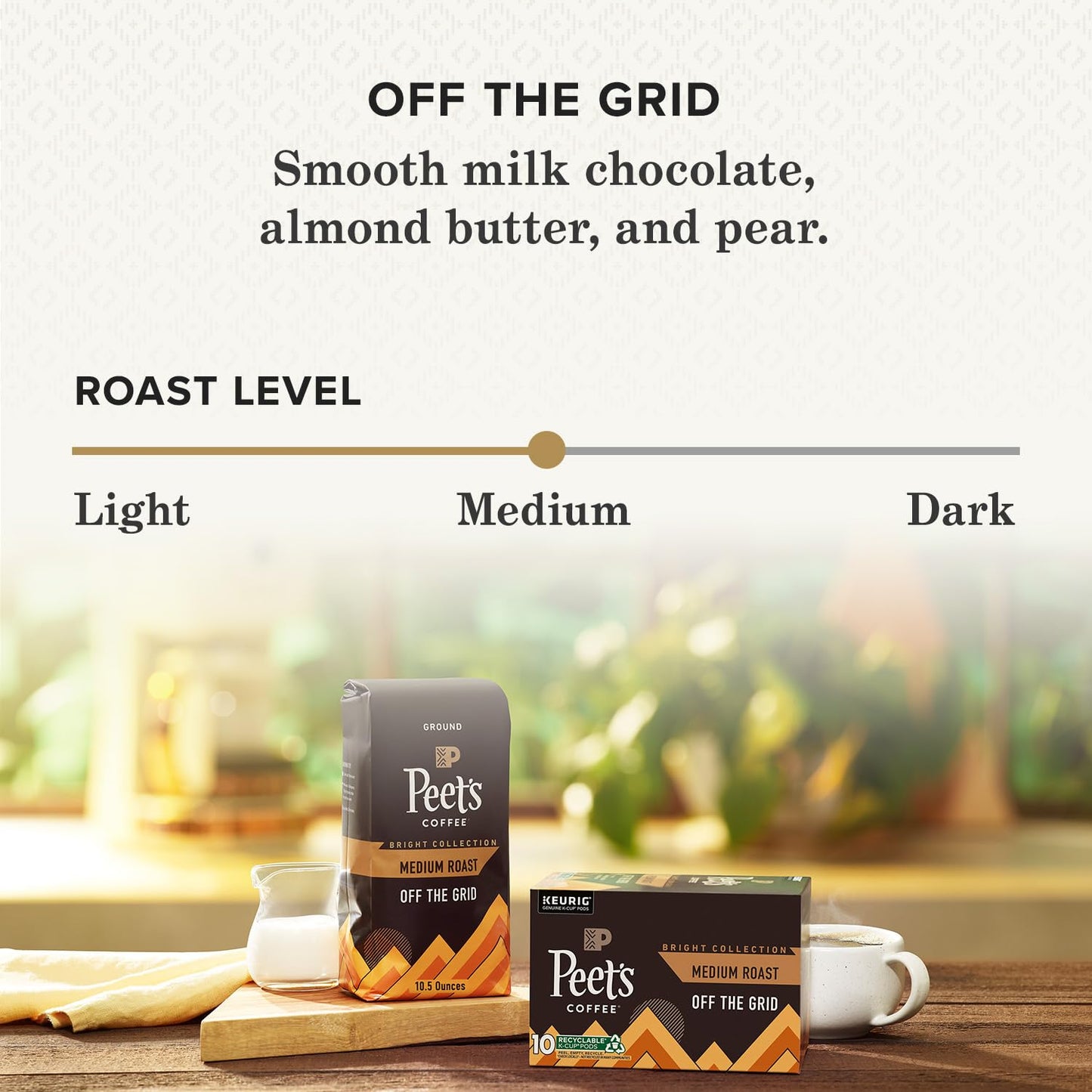 Peet's Coffee, Medium Roast Ground Coffee - Off the Grid Blend 10.5 Ounce Bag