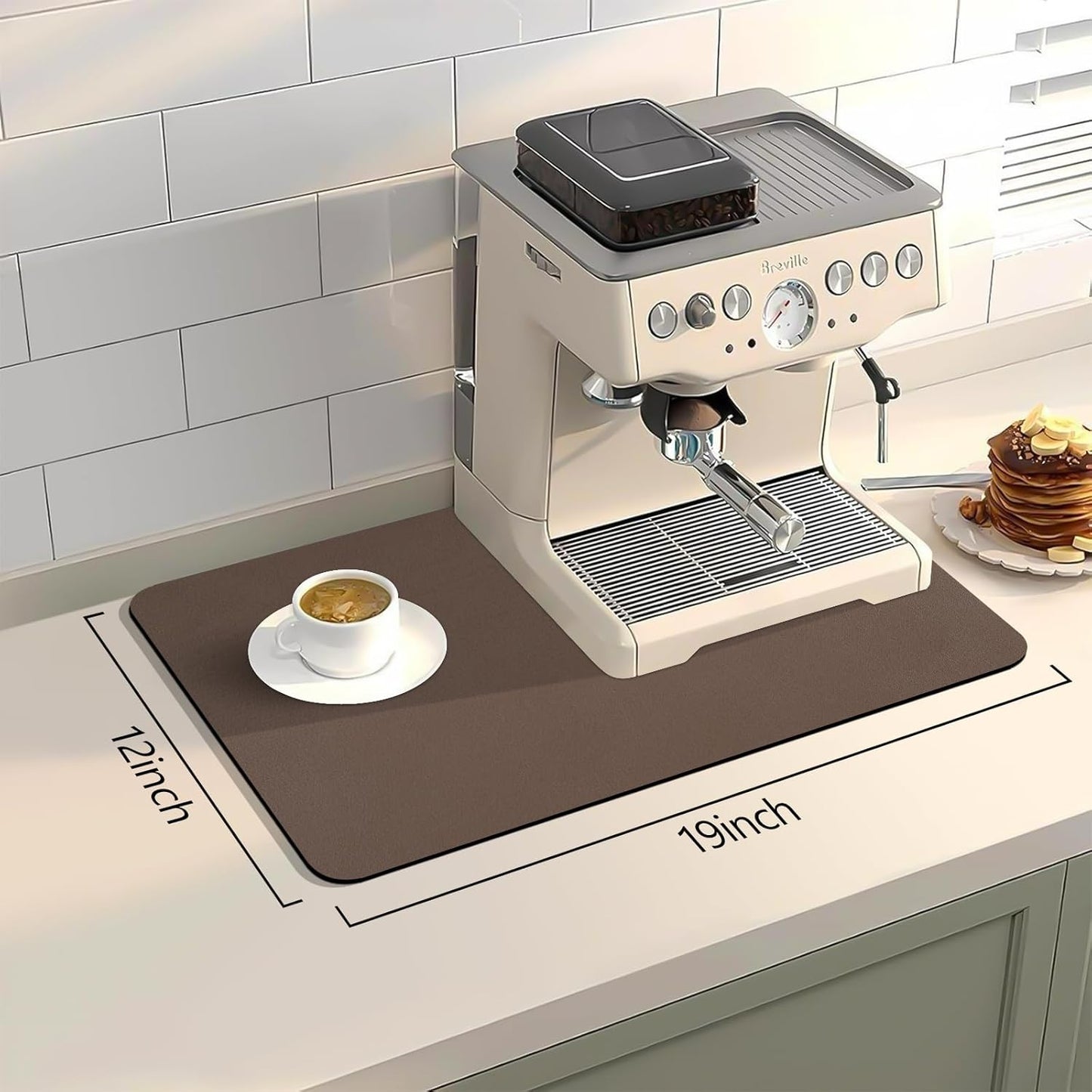 Bloss Absorbent Coffee Mat, Dish Drying Mat for Kitchen Counter Coffee Bar Accessories Espresso Machine, Dish Drainer/Home Improvement(16.1"x24.1", Brown)