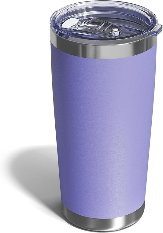 Travel Coffee Tumbler 20oz, 1 Pack Leakproof Travel Coffee Mug with Lid and Straw, Stainless Steel Double Wall Vacuum Insulated Tumbler for Hot/Iced Drinks (Textured Matte, Periwinkle)