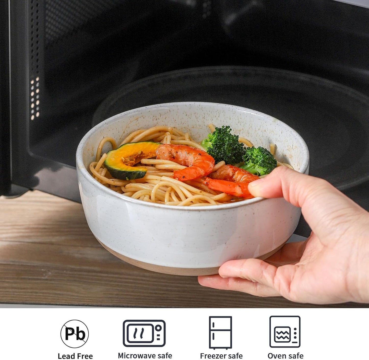 Ceramic Soup Bowls Set of 6,30 Ounce Stoneware Cereal Bowl,Porcelain Nesting Bowls for Oatmeal,Popcorn,Soup,Pasta,Fruit,Housewarming Gift,Microwave & Dishwasher Safe,White