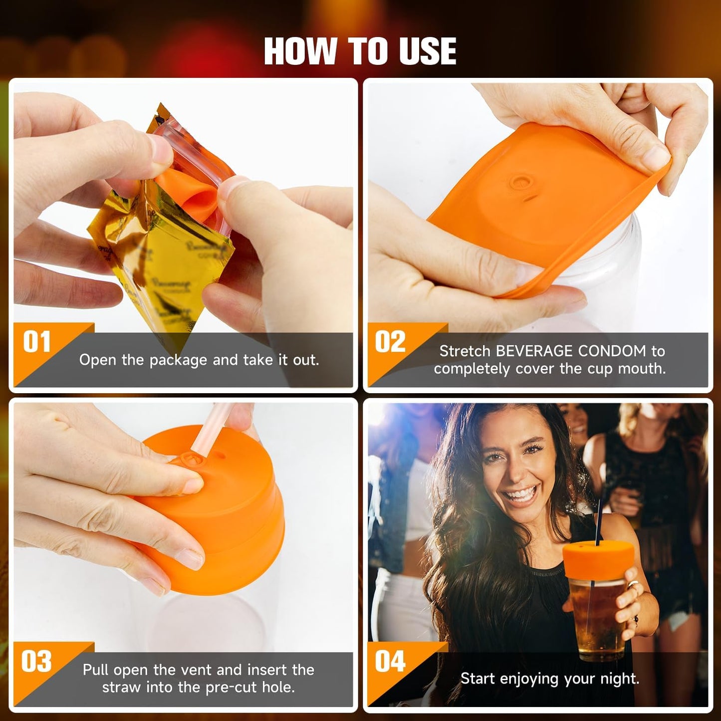 Drink Protection Cover | 100% Silicone and Reusable, Perfect for Parties, Bars or Clubs, Fits All Cup Sizes | Stop Worrying About Beverage Safety (6 Colors)