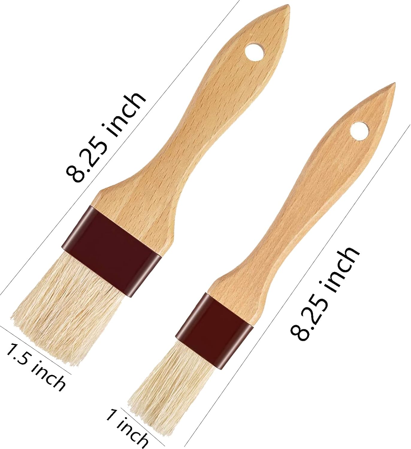 Pastry Brush-Basting Brush for Cooking,2 Pc Boar Bristles Food Brush for BBQ,Beech Wooden Handle Butter Brush for Baking/Spreading Marinade/Sauce/Oil/Egg/Kitchen Brushes for Cooking(1 &1 1/2 inch)