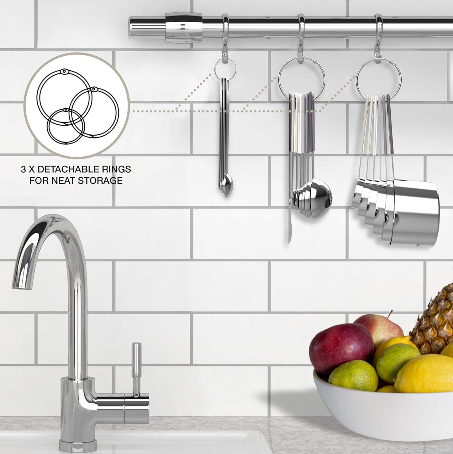 22-Piece Stainless Steel Measuring Cups and Spoons Set, Tad Dash Pinch Smidgen Drop Mini Measuring Spoons, Measuring Stick Leveler, Measurement Conversion Chart Fridge Magnet, (Charcoal)