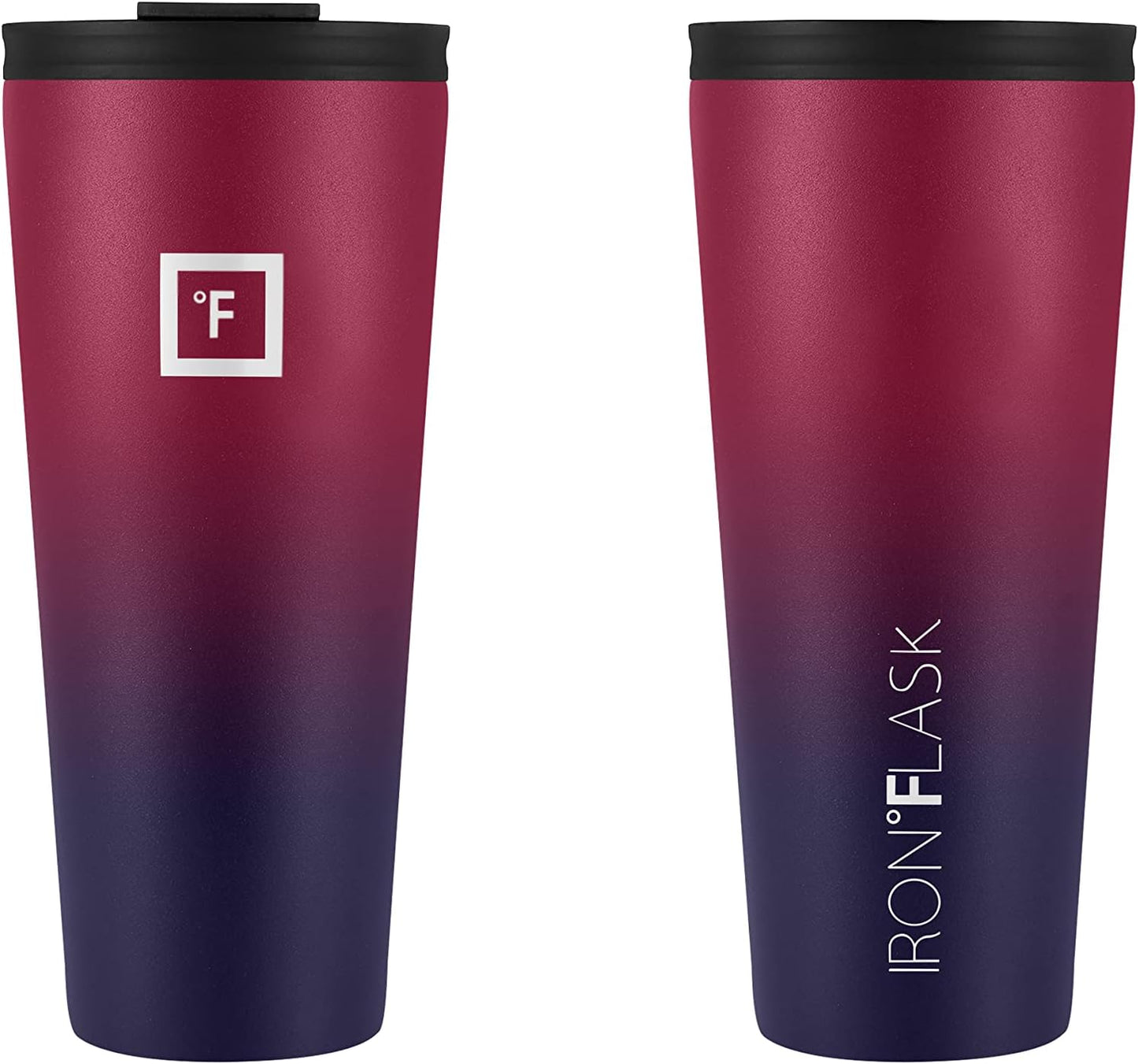 IRON °FLASK Classic Tumbler - Vacuum Insulated Stainless Steel Water Bottle, Double Walled, Drinking Cup, Insulated Travel Mug (Dark Rainbow, 32 oz Solid Lid)