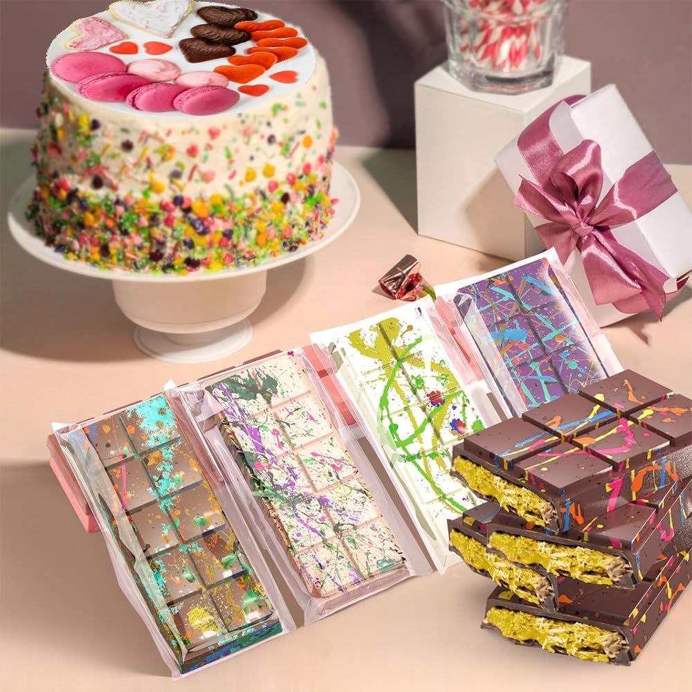 Dubai Chocolate Mold 3 Pack,0.5 Inch Deep Large and Thick Silicone Chocolate Bar Molds for Stuffed Bar,Big Candy Bar Mold for Filling Knafeh Pistachio Chocolate Kit