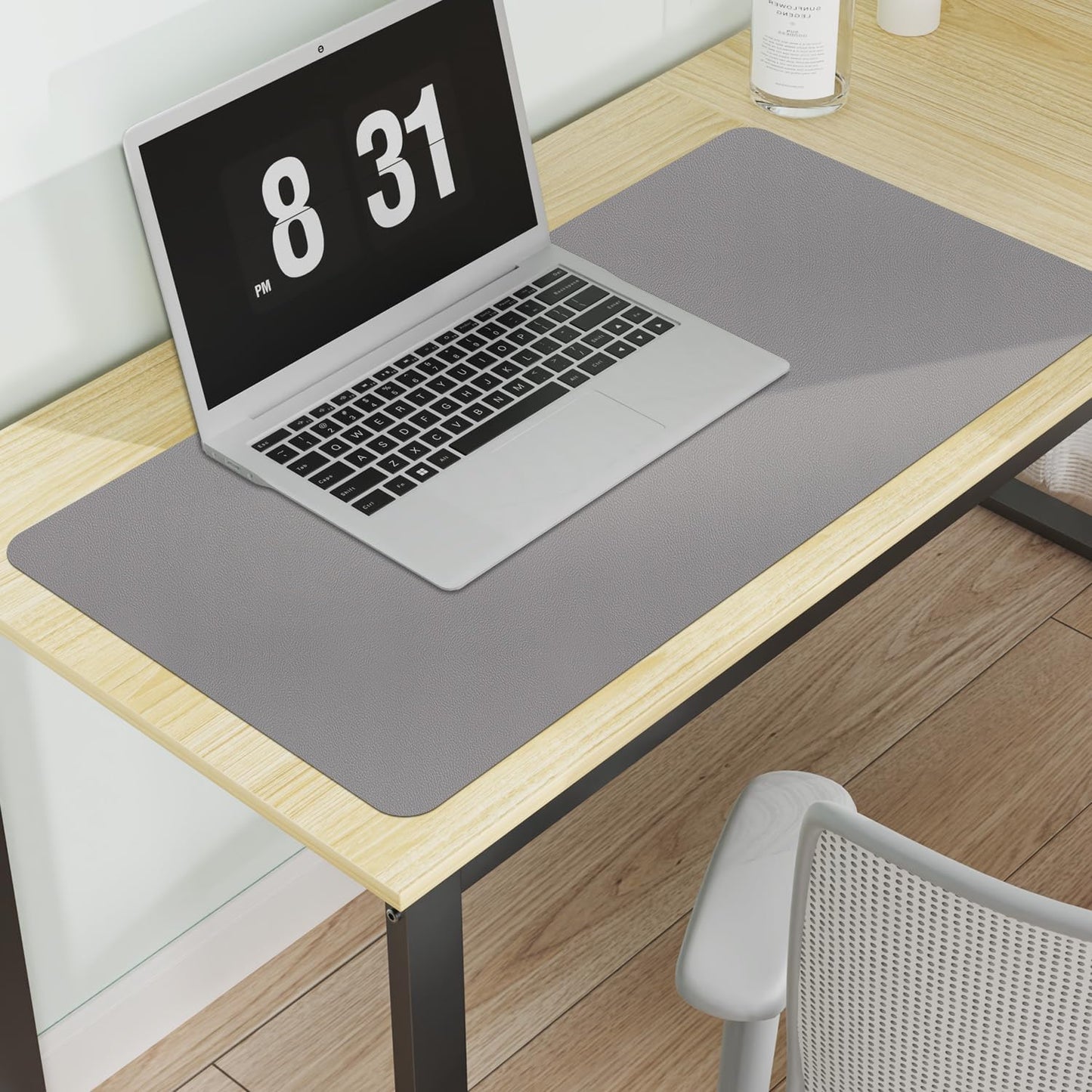 Light Gray Plastic Table Cover Protector, 24" x 48" Waterproof Easy Flat PVC Desk Pad Mat, 1.5mm Thick Rectangle Vinyl Table Top Protector for Dining Room Table, Office, Dresser