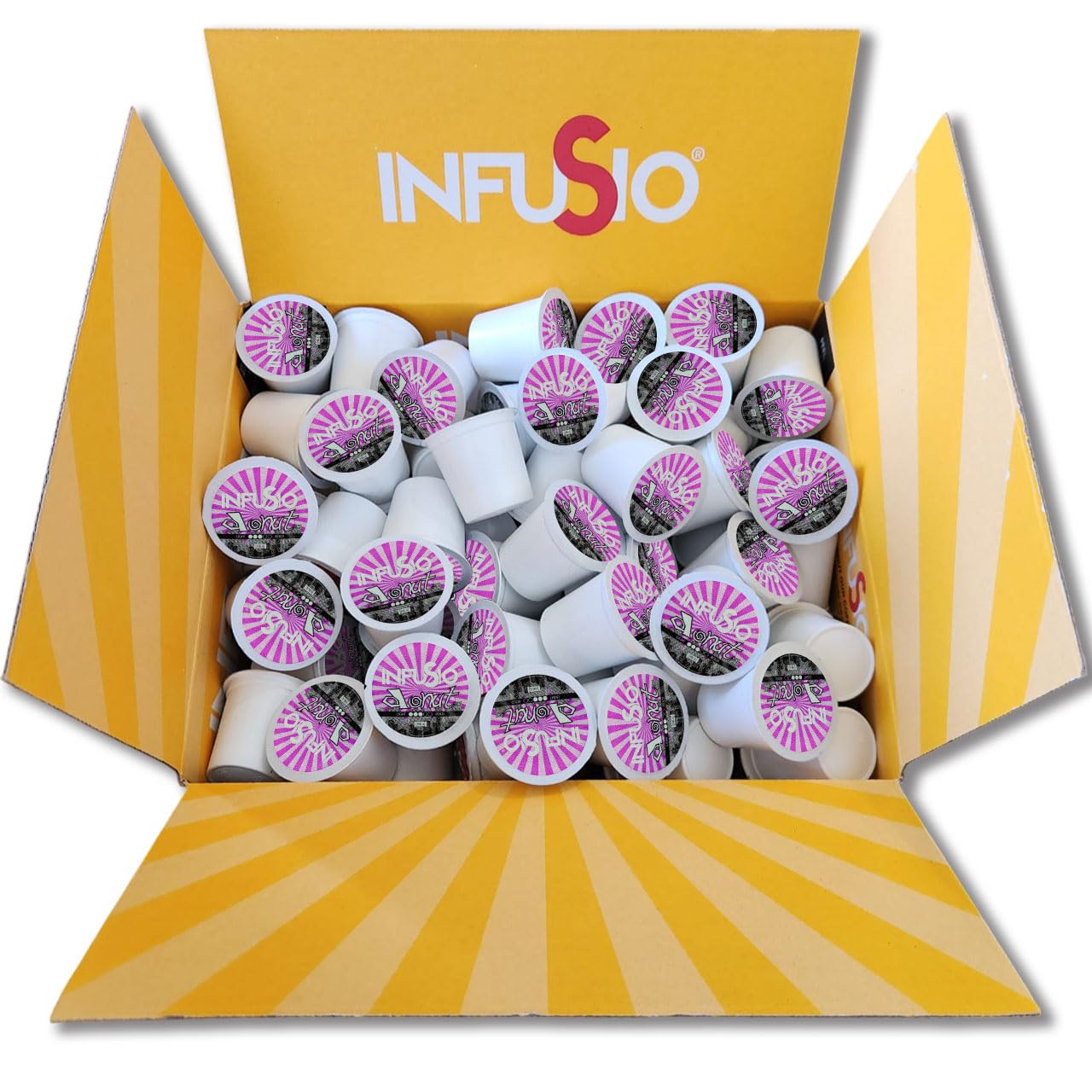 InfuSio Coffee Pods 96 Count Donut Blend Medium Roast Single serve Coffee pods for Keurig K Cups Brewers - InfuSio Premium Roasted Keurig 2.0 Compatible