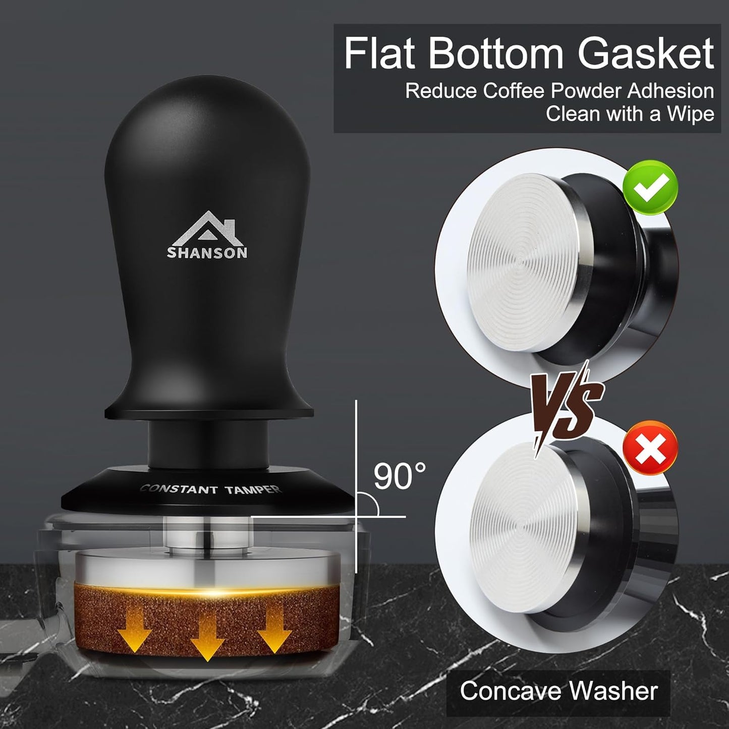 ShanSon 53mm Espresso Tamper,Coffee Accessories,Triple Spring 30lb Constant Pressure, Audible Click Sound Feedback, Stainless Steel Ripple Base,Anodized Aluminum Handle,Tamper Tool Espresso