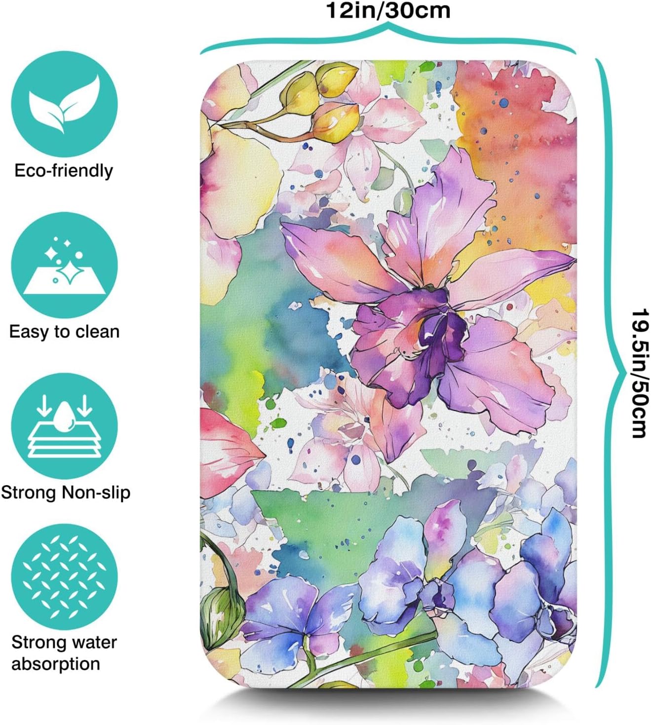 Diatom Mud Drying Mat 12x19.5 Inch - Super Absorbent Fast Dry Kitchen Counter Mat with Non-Slip