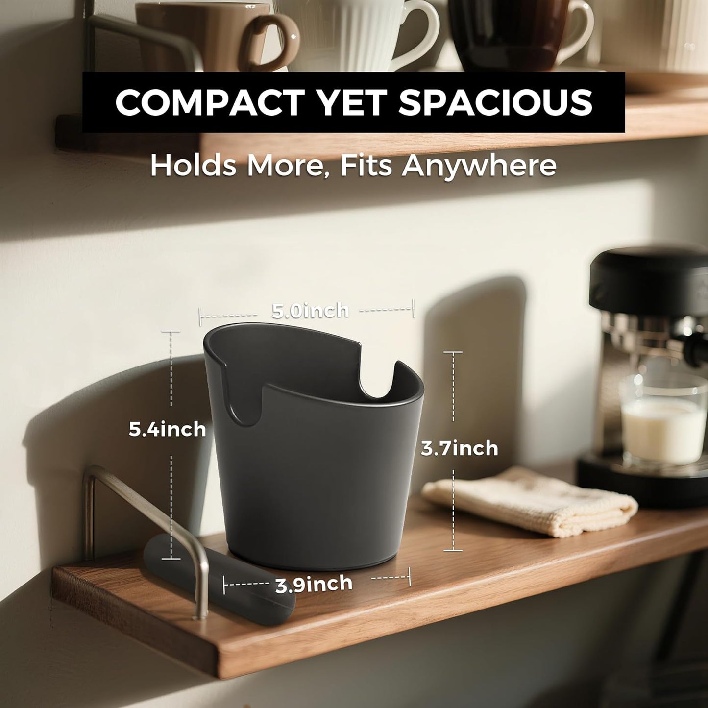 CHULUX Knock Box for Espresso – 5 Inch Silicone Coffee Grounds Container with Removable Knock Bar, Anti-Slip Base, Shockproof, Easy to Clean, Ideal for Home or Office