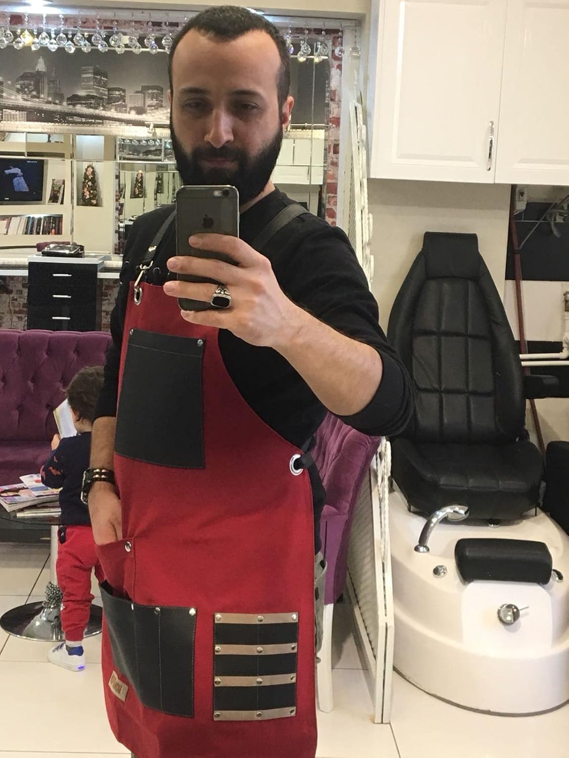 Unisex Chef Apron for Men & Women | Waterproof, Cross Back, Cotton Canvas with Pockets for Kitchen, BBQ, Hairdresser