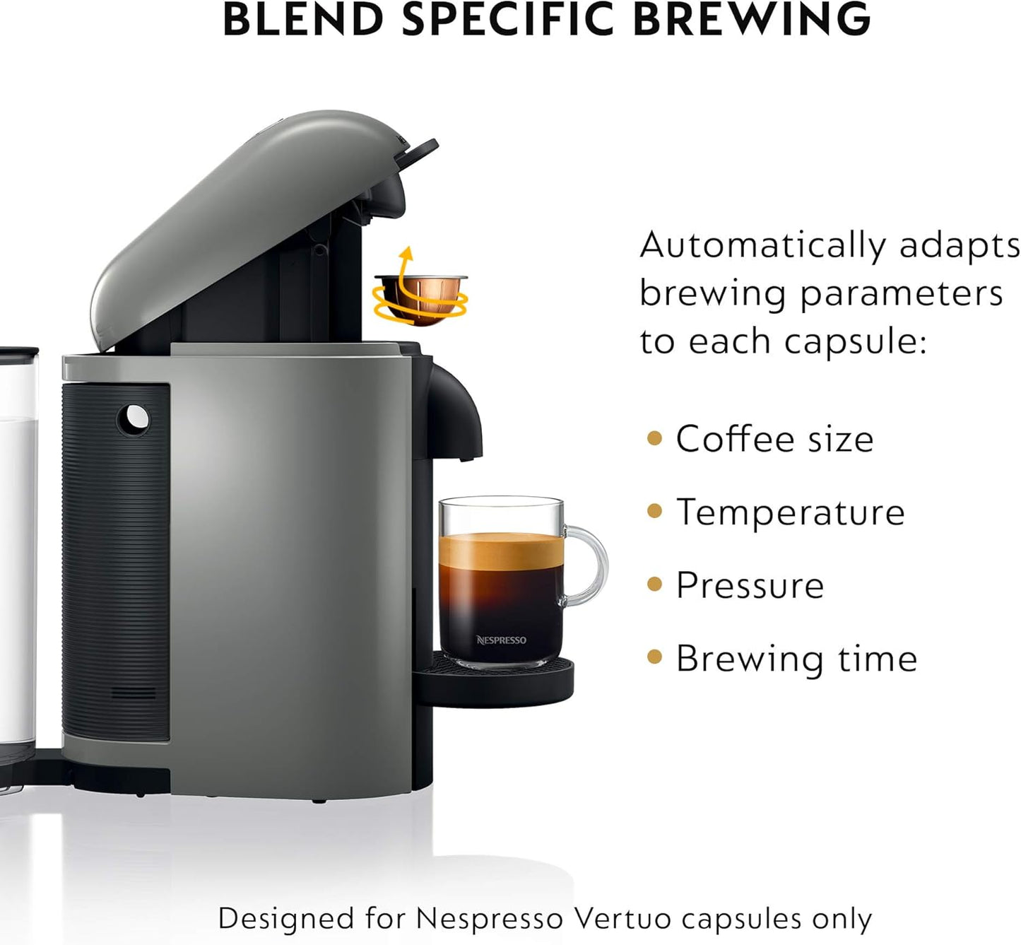 Breville Nespresso VertuoPlus Coffee and Espresso Machine by Breville,8 ounce,Grey