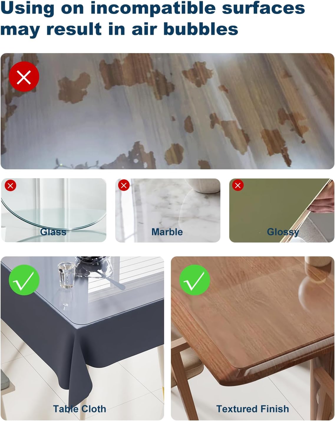 Crystal Clear Plastic Table Cover Protector, 54" x 54" Spill Resistant Easy Flat PVC Desk Pad Mat, 1.5mm Thick Waterproof Vinyl Table Top Protector for Dining Room Table, Office, Dresser