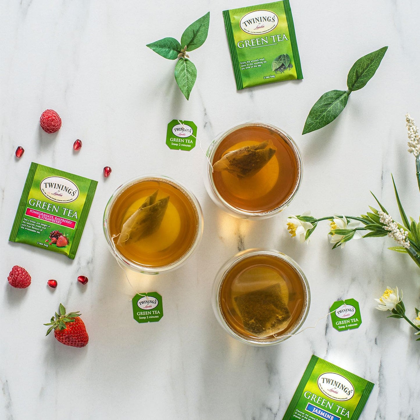 Twinings Green Tea with Jasmine Individually Wrapped Bags, 20 Count (Pack of 1), Fragrant Floral Scent, Caffeinated, Enjoy Hot or Iced, 20 Teabags